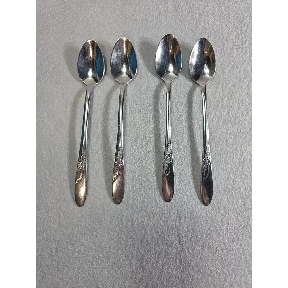 4 H B Co Heather Iced Tea Spoon Stainless Steel Flatware Vintage